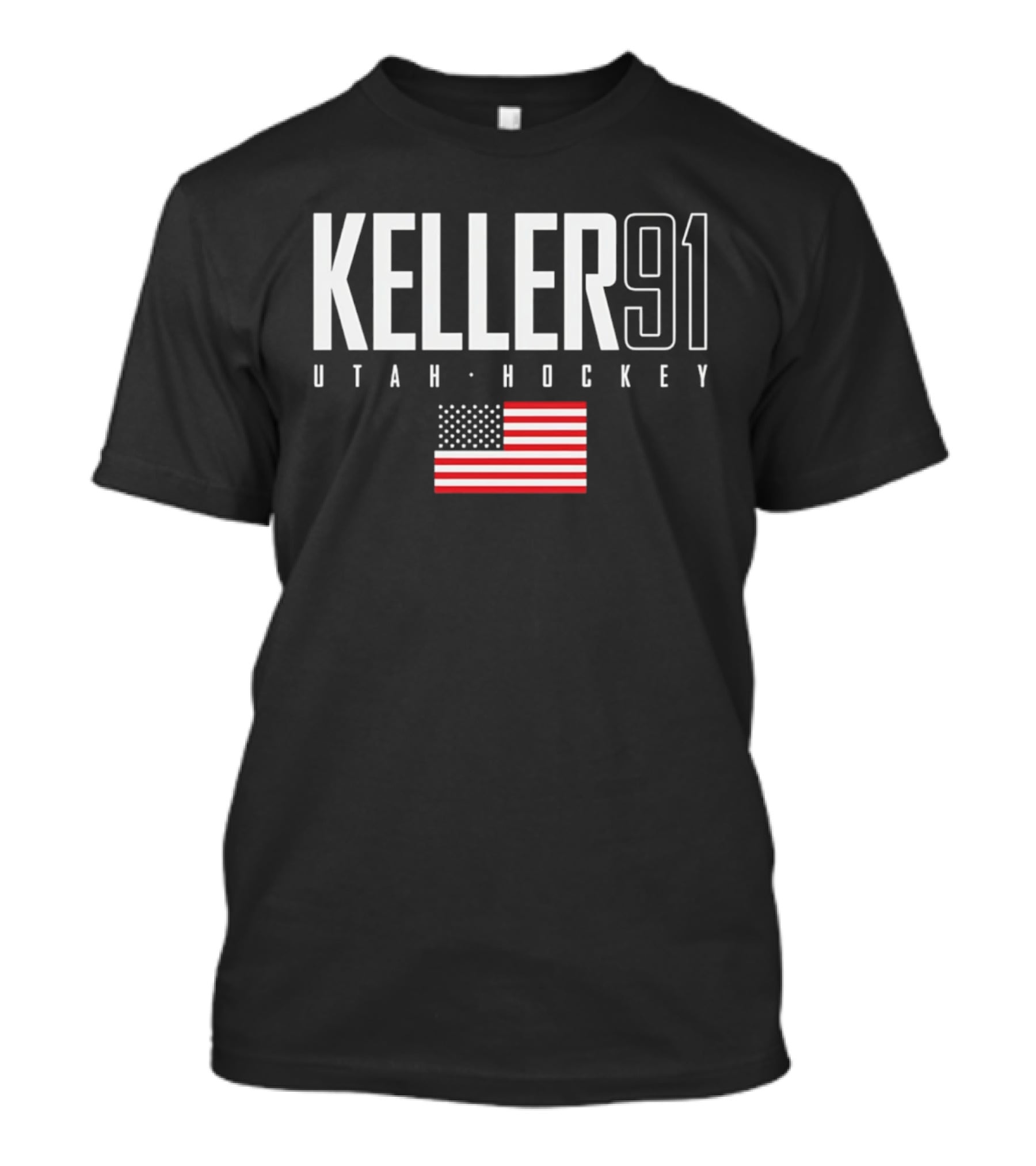 Keller 91 Utah Hockey USA Flag T-Shirt