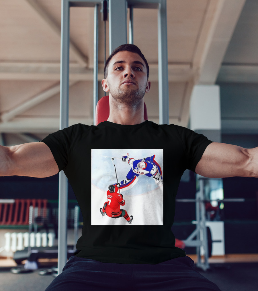 Connor Hellebuyck USA Goalie Save Hockey Match T-Shirt