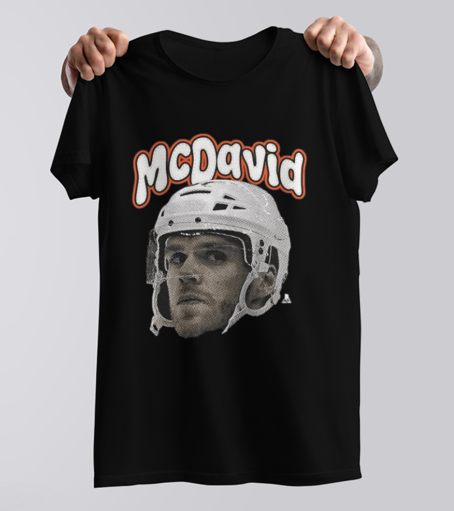 Connor McDavid Edmonton Oilers Hockey Big Face Bold Text NHL Fan T-Shirt