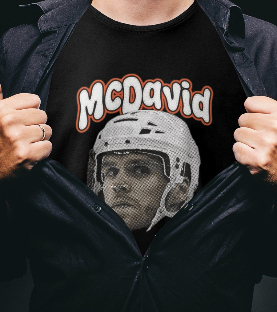 Connor McDavid Edmonton Oilers Hockey Big Face Bold Text NHL Fan T-Shirt