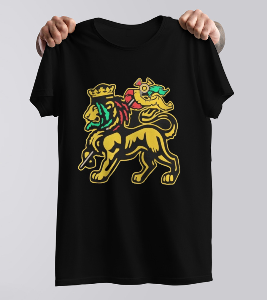 Conquering Lion Of Judah Rastafarian Flag T-Shirt