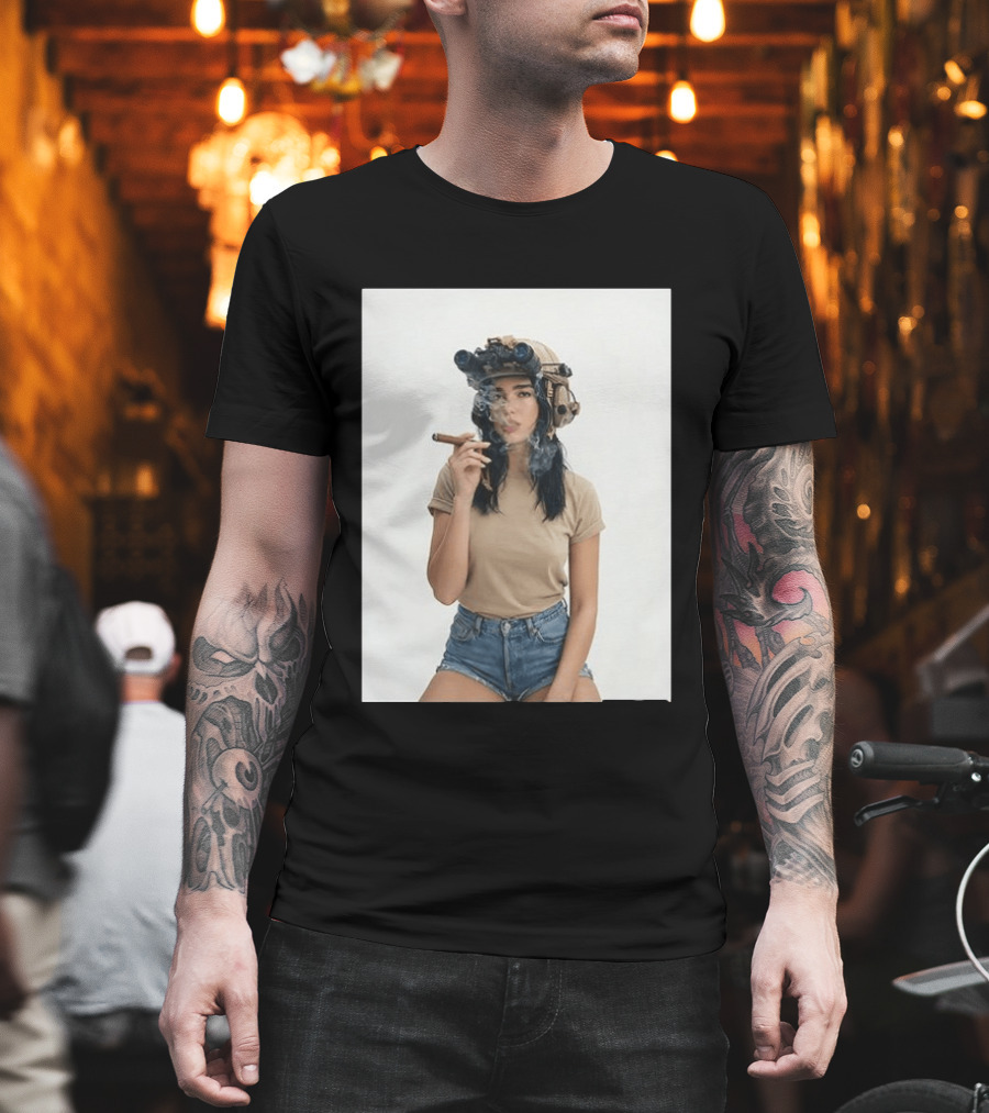 D Lipa Smoking Cigar Night Vision Helmet Aesthetic T-Shirt