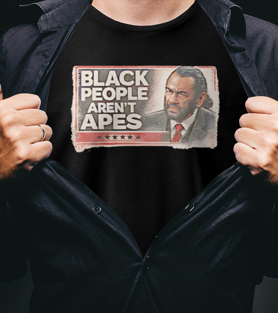 BLACK PEOPLE AREN'T APES Image Of Man In Suit And Tie With Stars T-Shirt