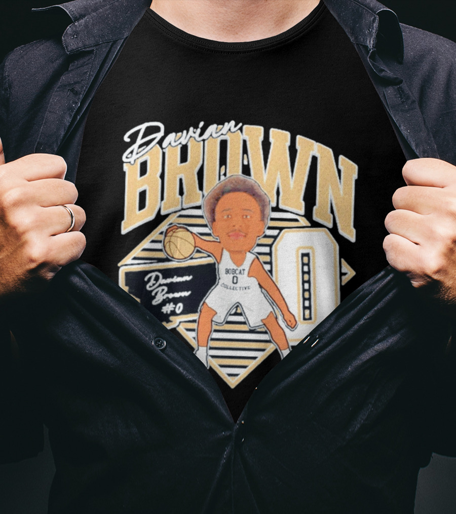 Davian Brown Bobcat Collective #0 Caricature Montana State T-Shirt