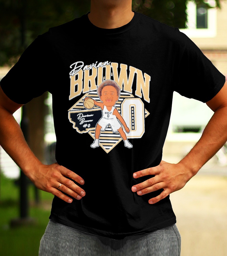 Davian Brown Bobcat Collective #0 Caricature Montana State T-Shirt