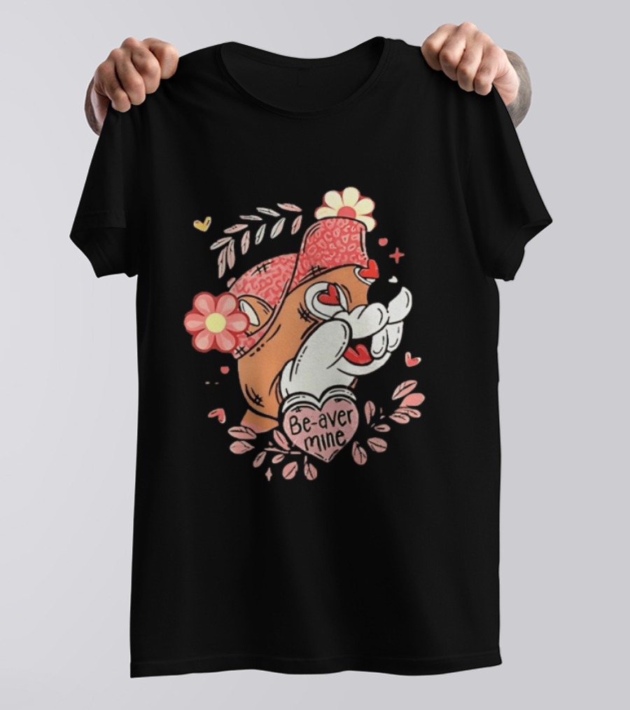 Buc Ee's Beaver Be Mine Valentine's Day Flowers Hearts T-Shirt