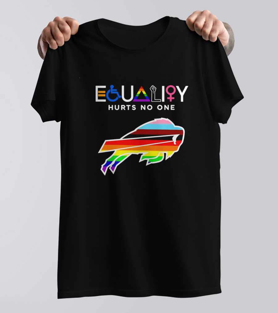 Buffalo Bills Equality Hurts No One Inclusivity Symbol With Rainbow Pride T-Shirt
