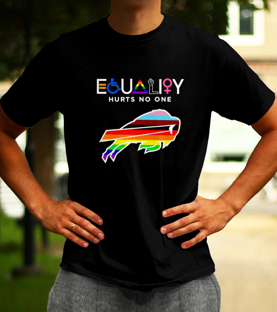 Buffalo Bills Equality Hurts No One Inclusivity Symbol With Rainbow Pride T-Shirt