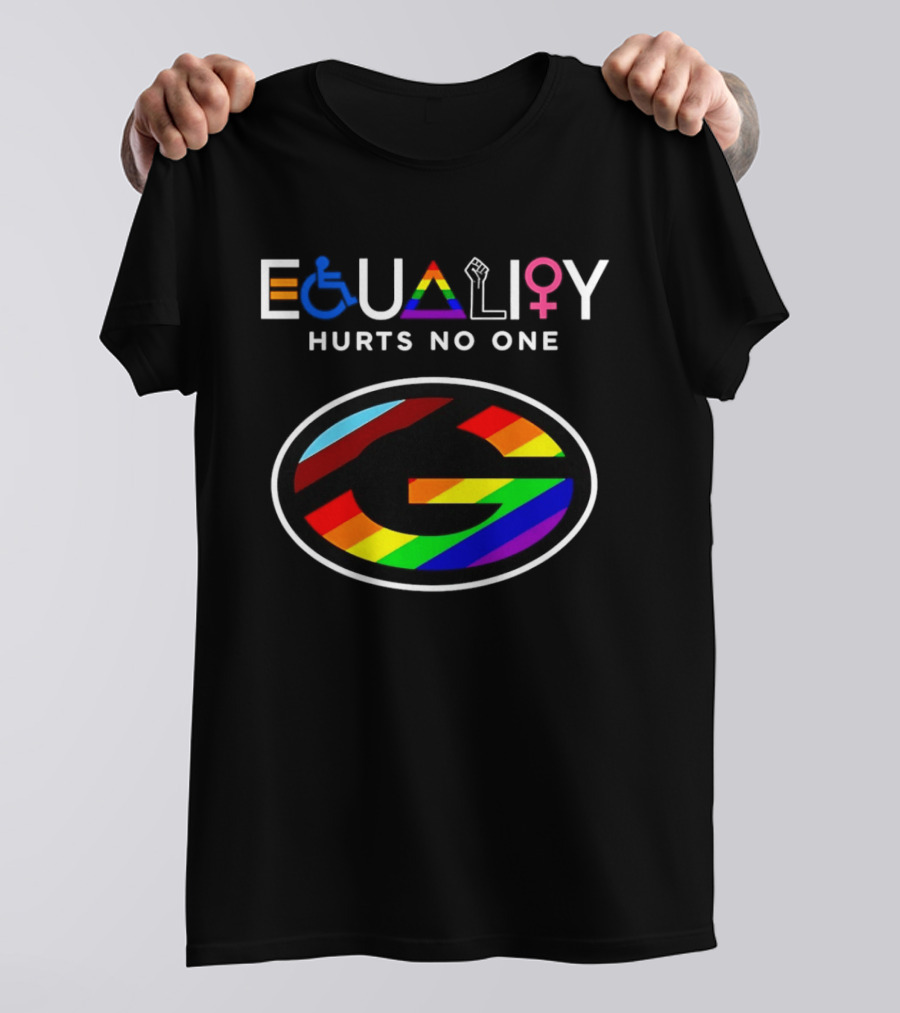 EQUALITY HURTS NO ONE Green Bay Packers Rainbow T-Shirt