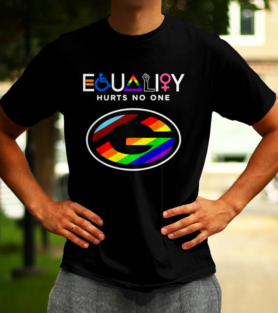 EQUALITY HURTS NO ONE Green Bay Packers Rainbow T-Shirt