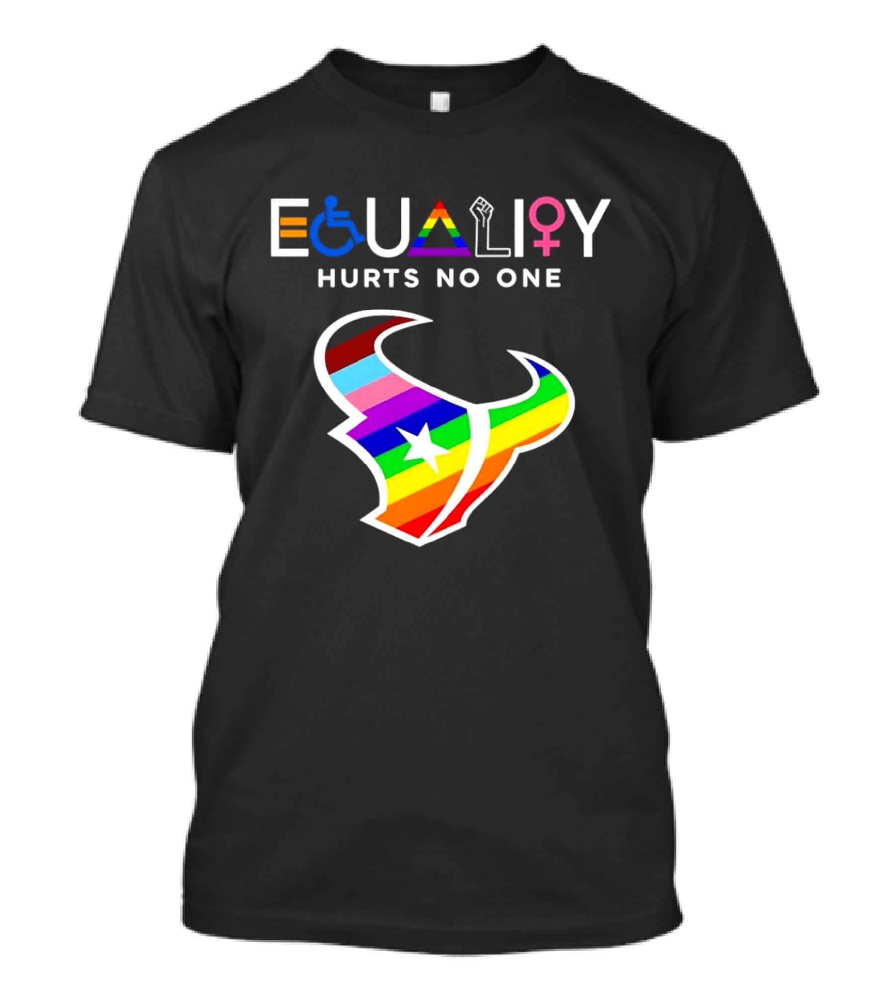 Houston Texans Equality Rainbow Logo Hurts No One T-Shirt