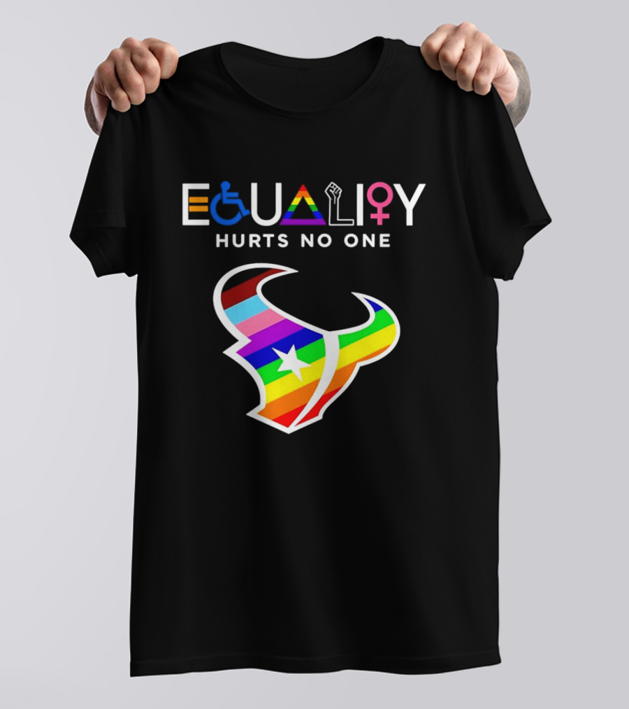 Houston Texans Equality Rainbow Logo Hurts No One T-Shirt
