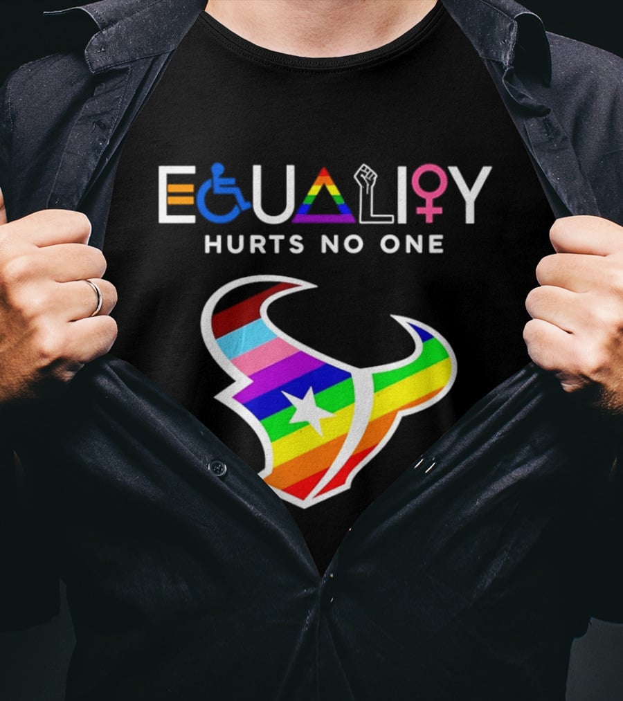 Houston Texans Equality Rainbow Logo Hurts No One T-Shirt