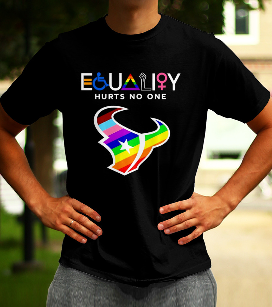 Houston Texans Equality Rainbow Logo Hurts No One T-Shirt