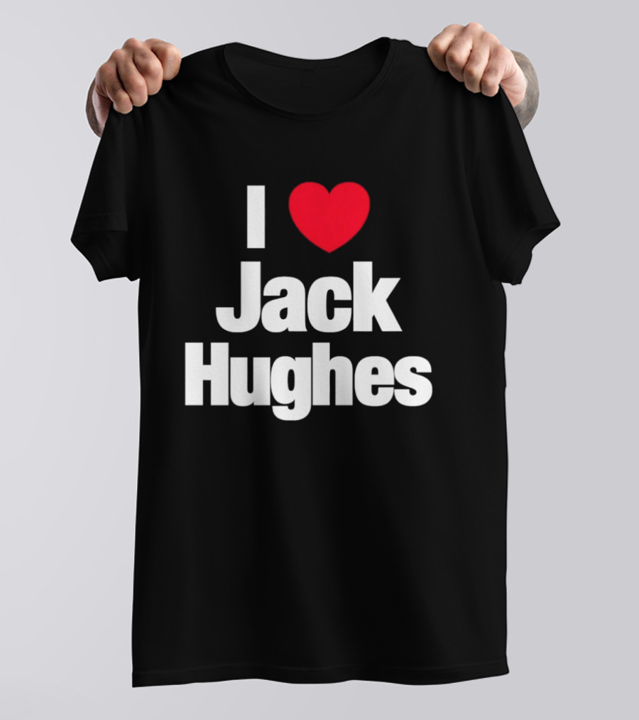 I Love Jack Hughes New Jersey Devils Heart Fan T-Shirt