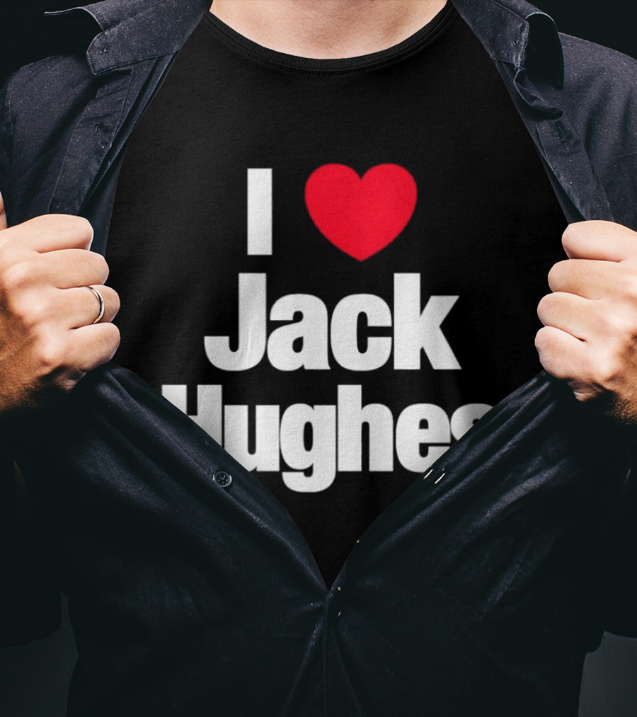 I Love Jack Hughes New Jersey Devils Heart Fan T-Shirt
