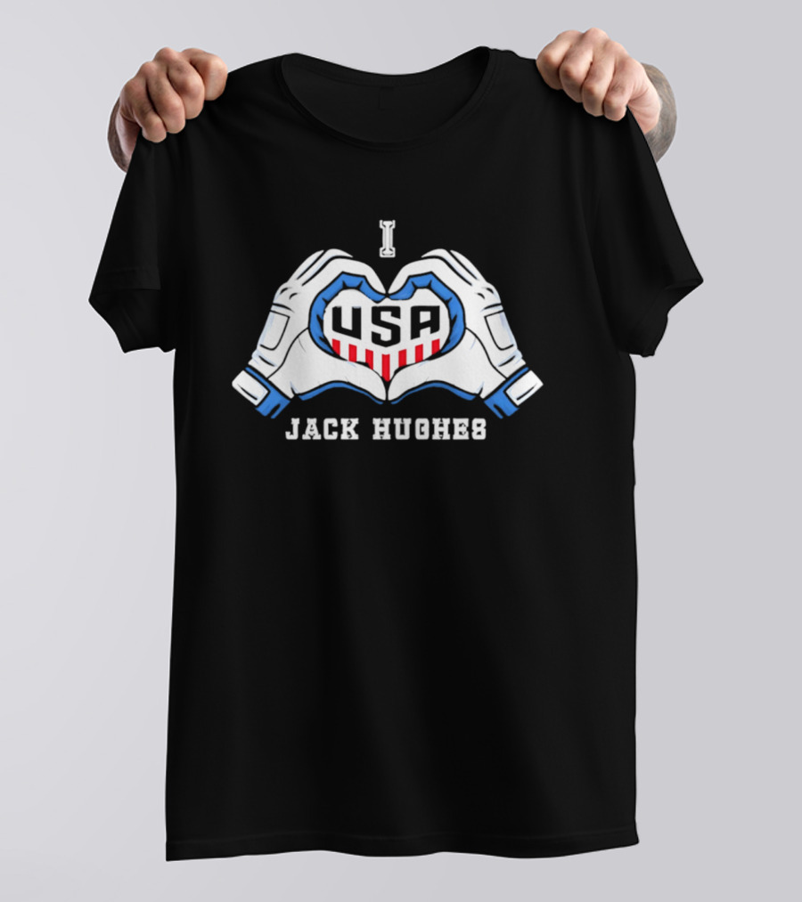 I Love USA Jack Hughes Hockey Fan Winner T-Shirt