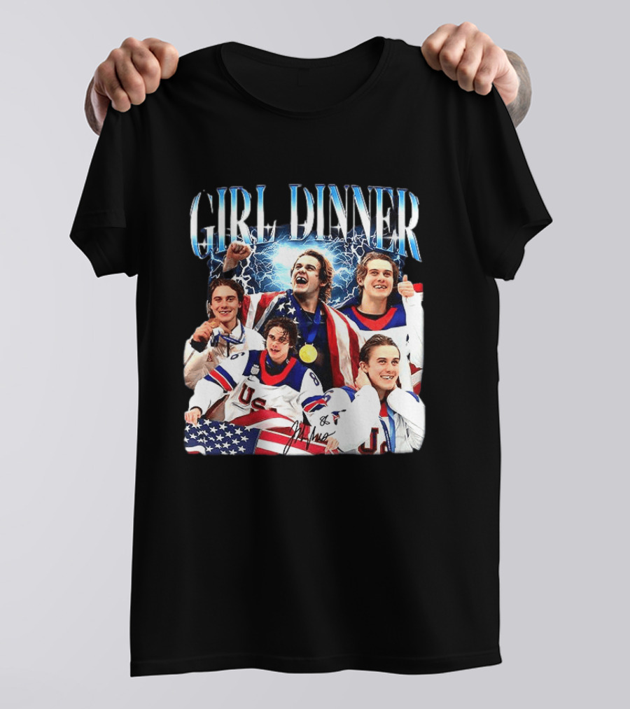 Girl Dinner Jack Hughes USA Hockey Team Celebration T-Shirt