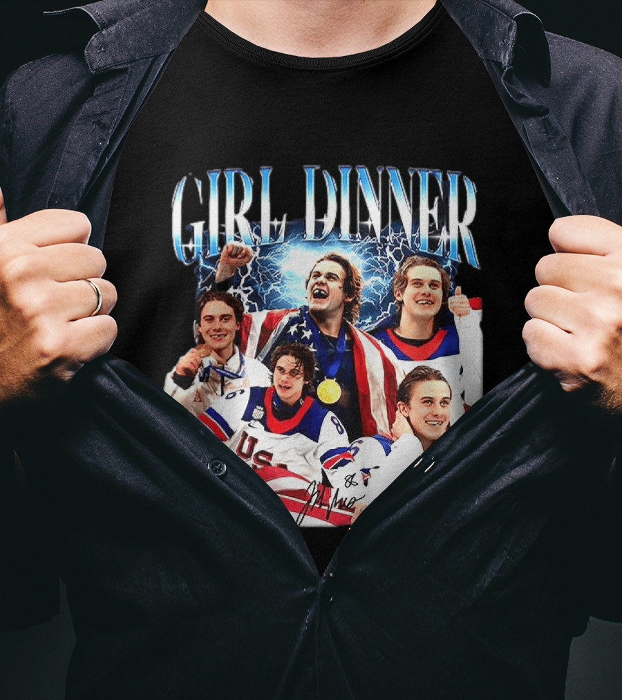 Girl Dinner Jack Hughes USA Hockey Team Celebration T-Shirt