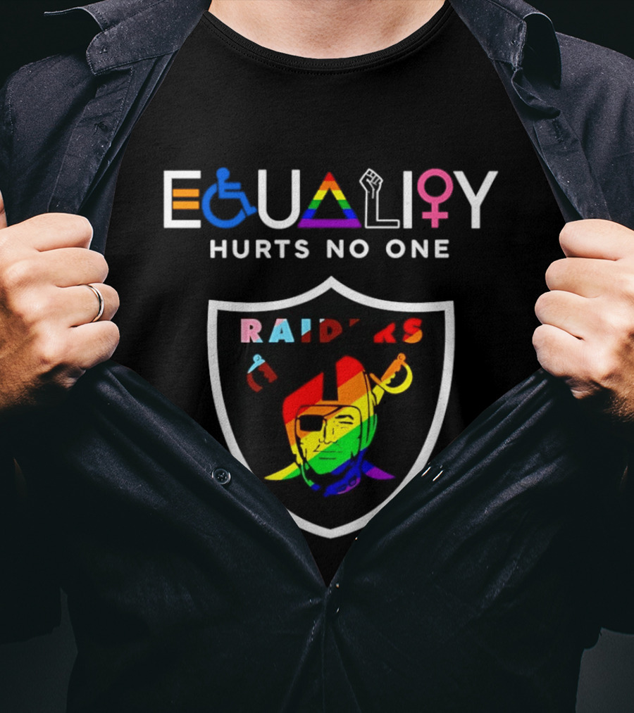 Las Vegas Raiders Equality Rainbow Symbol Hurts No One T-Shirt