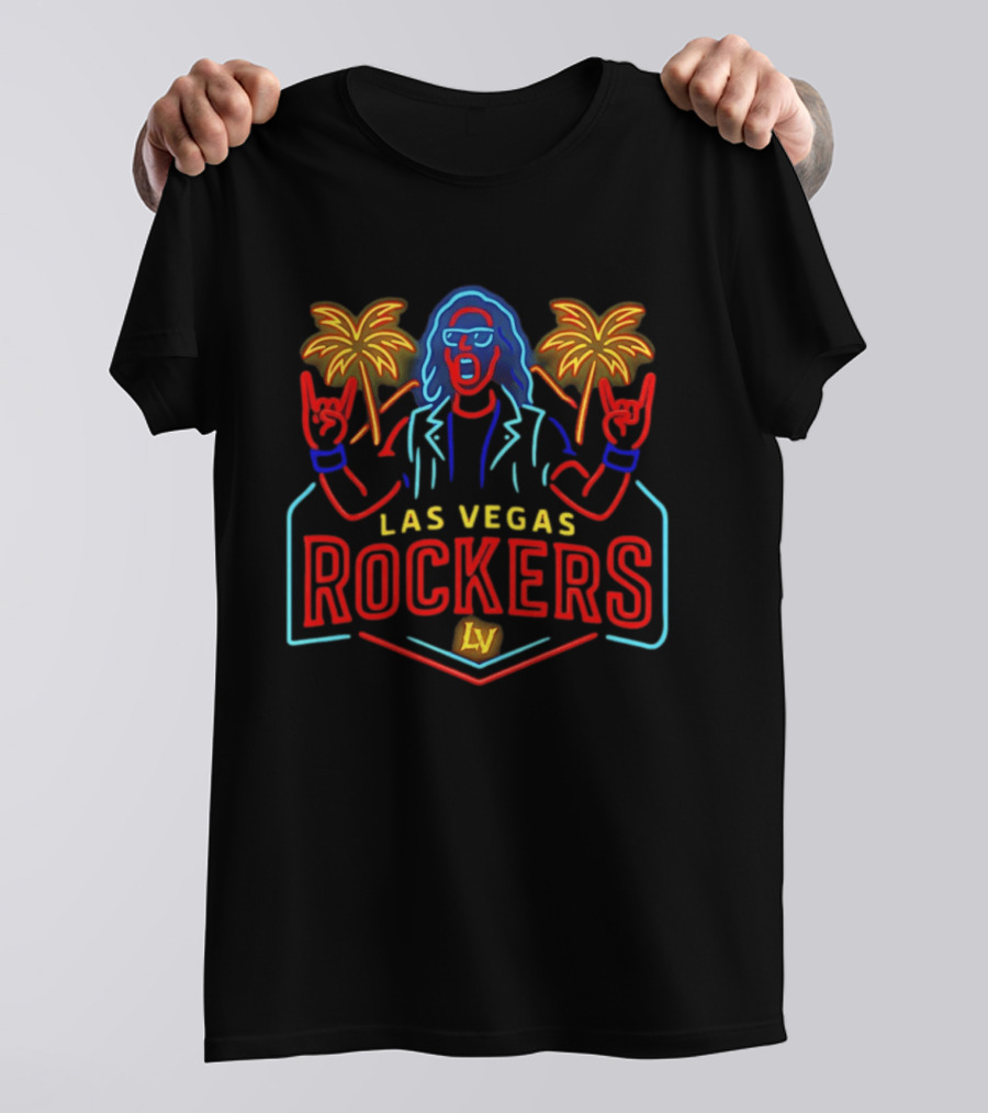 Las Vegas Rockers Neon Palm Trees Rockstar T-Shirt