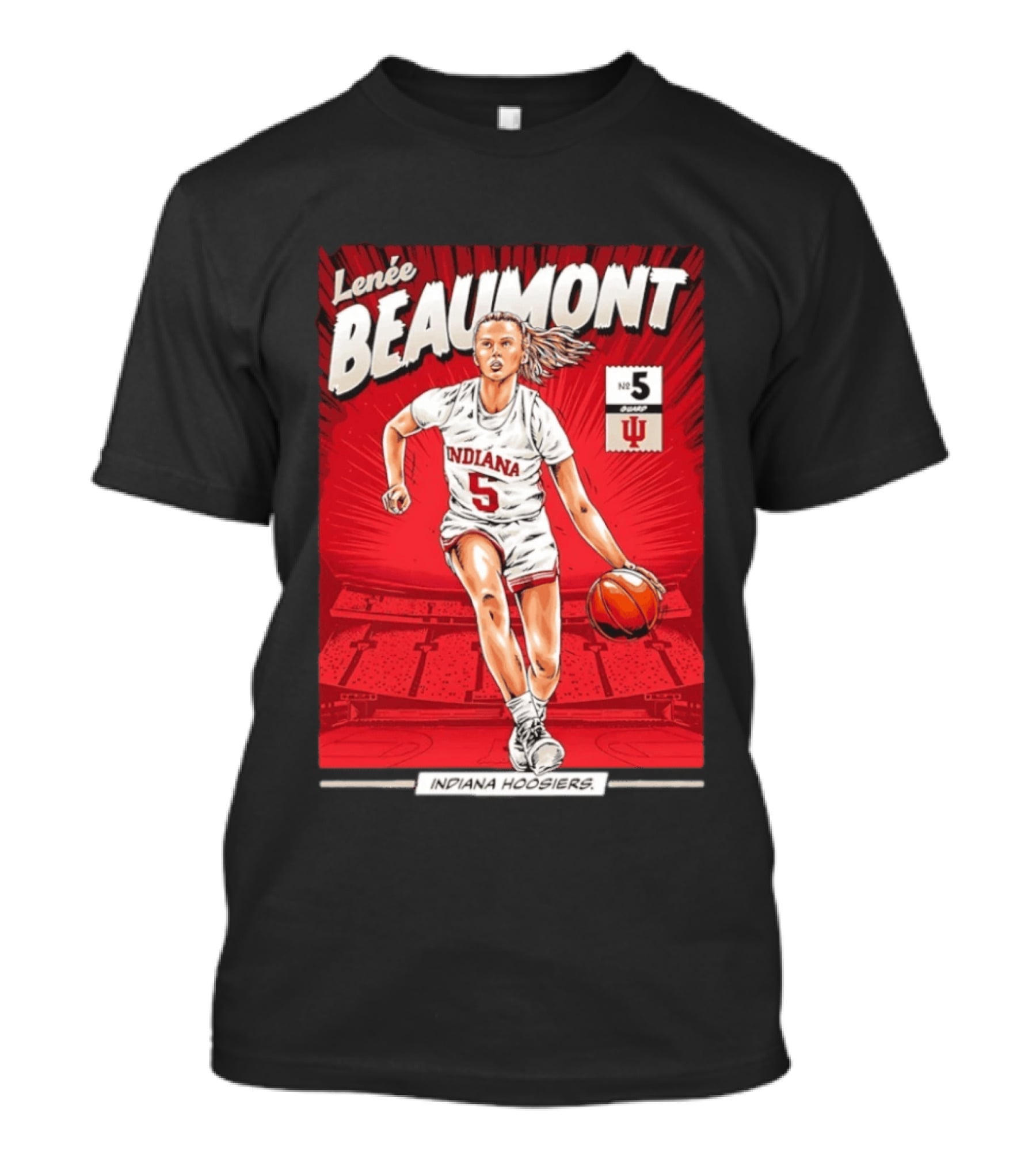 Lenée Beaumont Indiana Hoosiers No 5 Comic Basketball Athlete T-Shirt