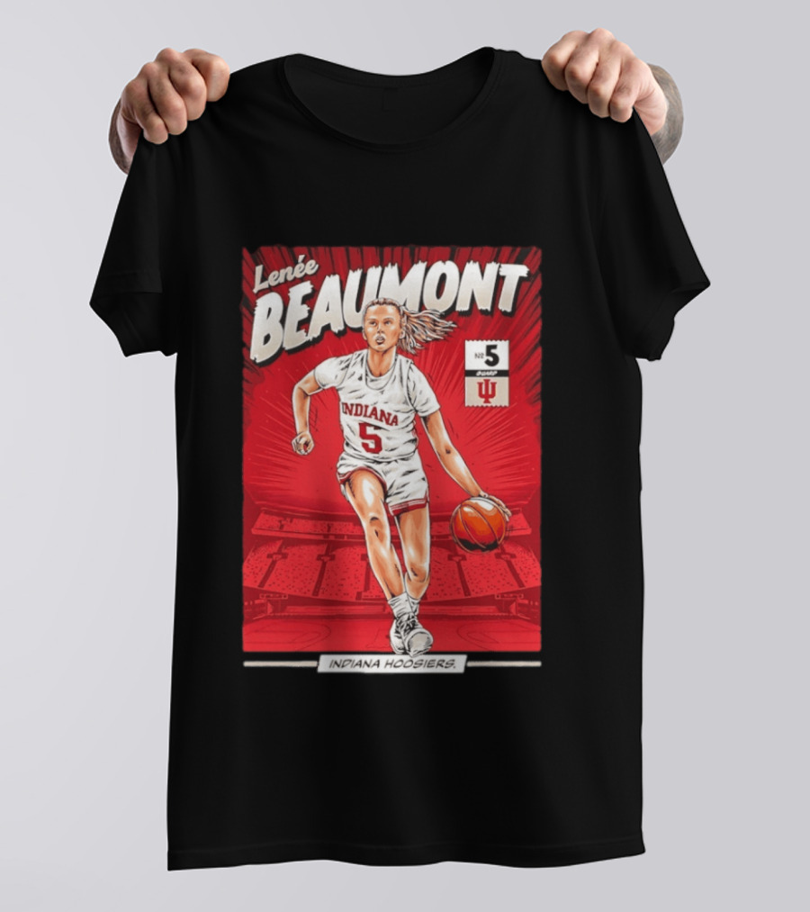 Lenée Beaumont Indiana Hoosiers No 5 Comic Basketball Athlete T-Shirt