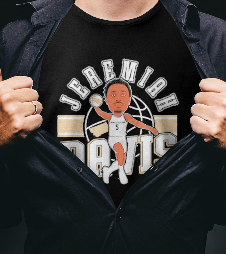 Jeremiah Davis Basketball Caricature Montana State Bobcats '26 T-Shirt
