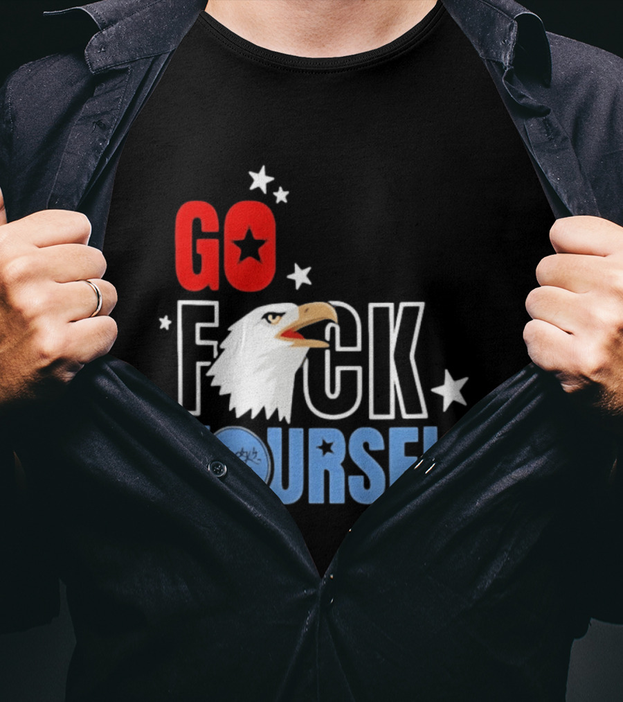 Jimmys Famous Seafood Go F Yourself Bald Eagle Stars T-Shirt