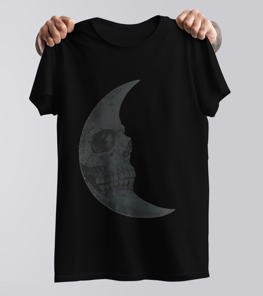 Lunar Crescent Skull Art Crescent Moon Skull T-Shirt