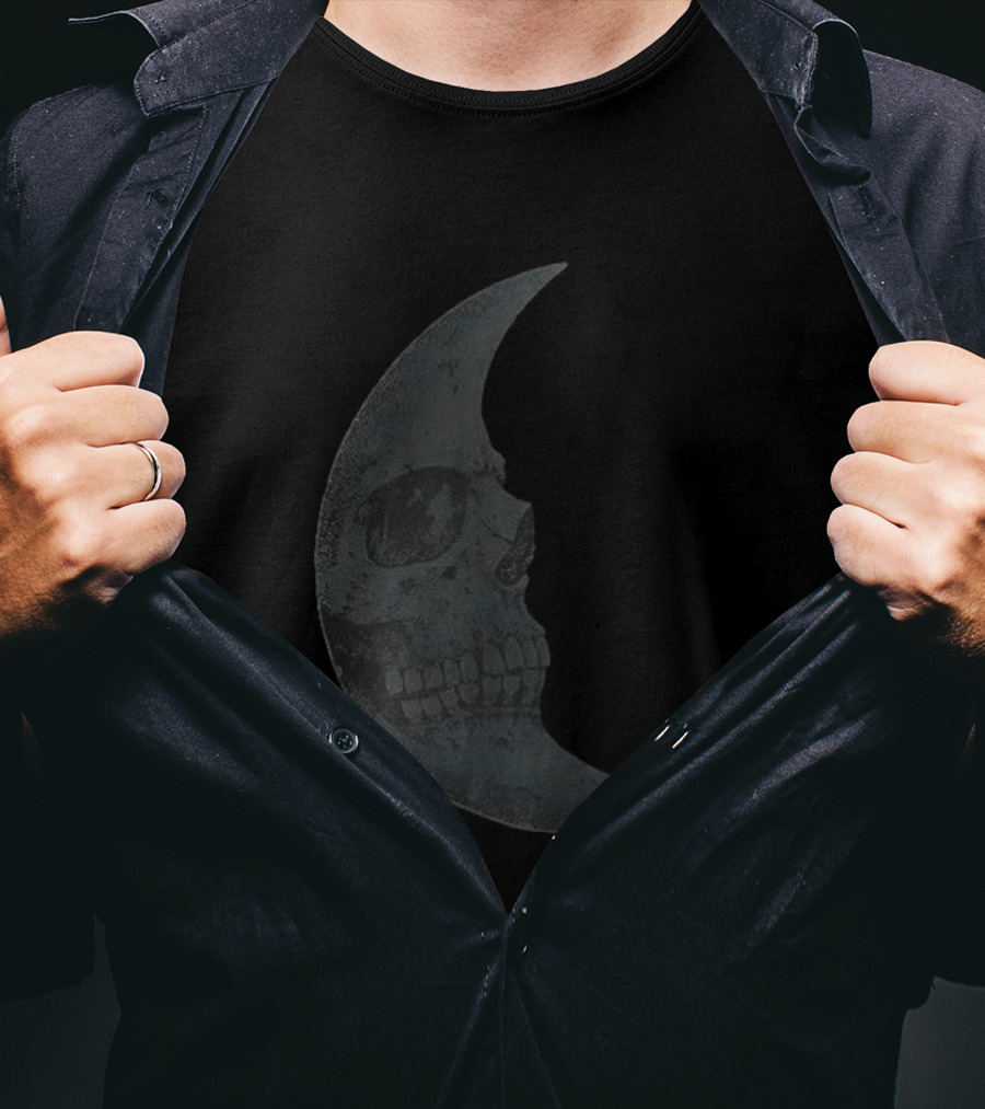 Lunar Crescent Skull Art Crescent Moon Skull T-Shirt