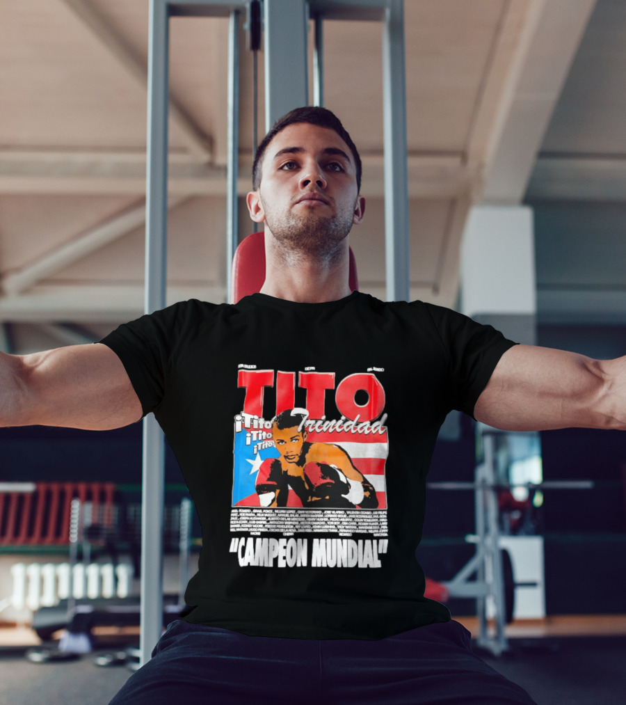 Tito Trinidad Campeon Mundial Puerto Rican Flag Boxing Legend T-Shirt