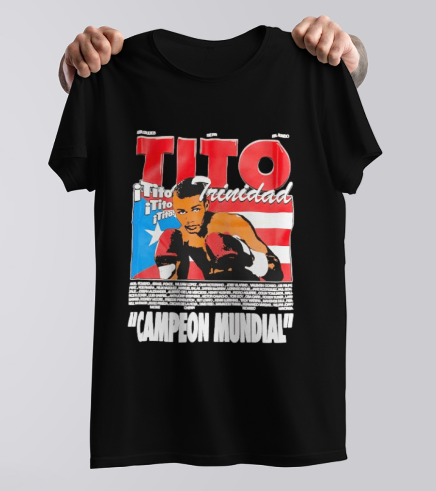 Tito Trinidad Campeon Mundial Puerto Rican Flag Boxing Legend T-Shirt