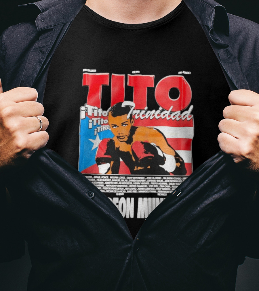 Tito Trinidad Campeon Mundial Puerto Rican Flag Boxing Legend T-Shirt