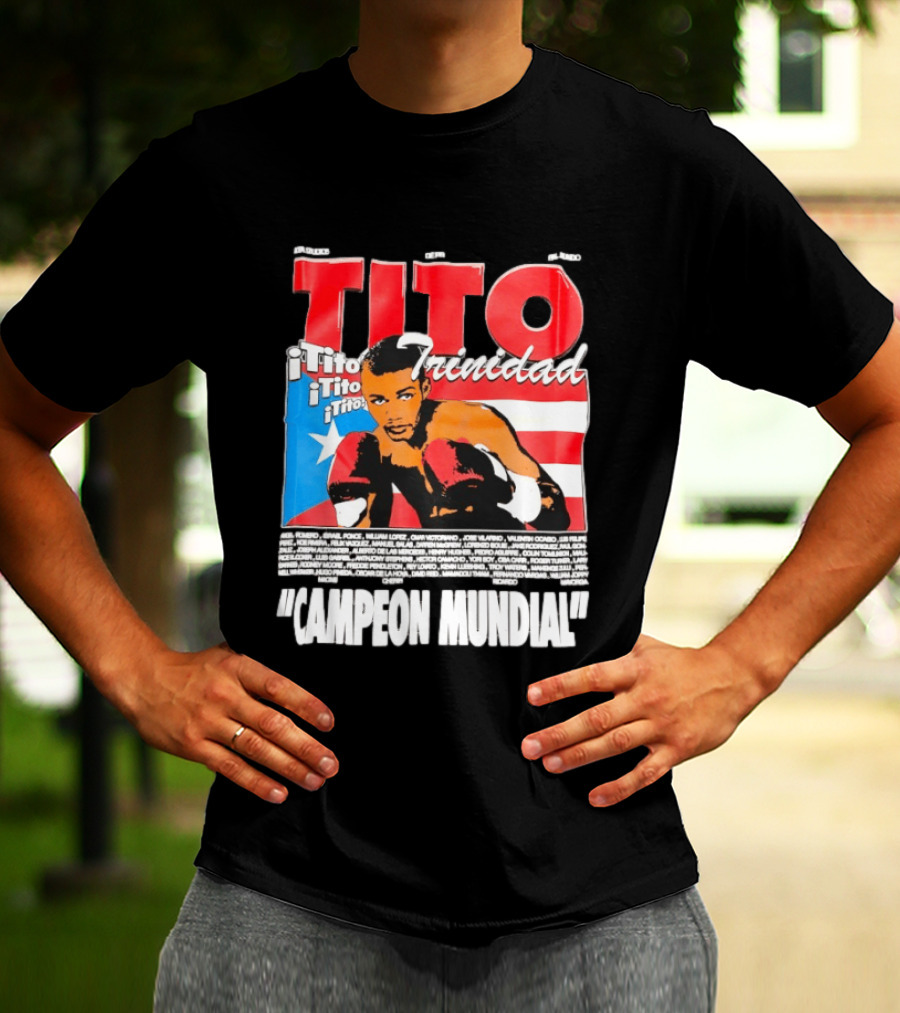 Tito Trinidad Campeon Mundial Puerto Rican Flag Boxing Legend T-Shirt