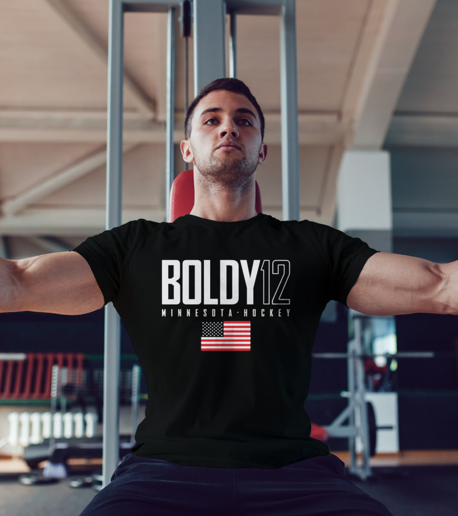 BOLDY 12 Minnesota Hockey USA Flag T-Shirt