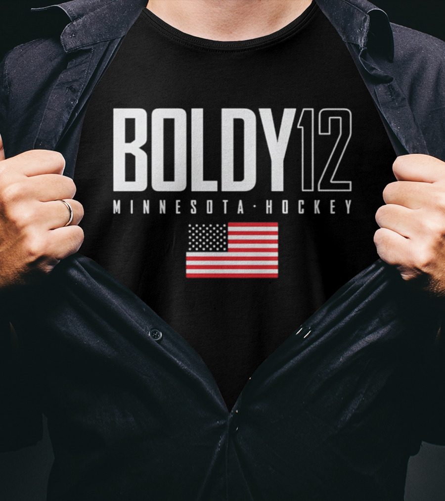 BOLDY 12 Minnesota Hockey USA Flag T-Shirt
