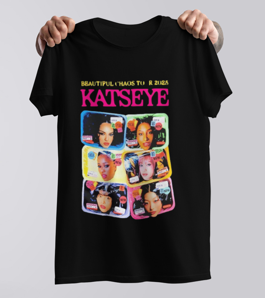 Beautiful Chaos Tour 2025 Katseye Selfie Expressive Portraits 90s Pop T-Shirt