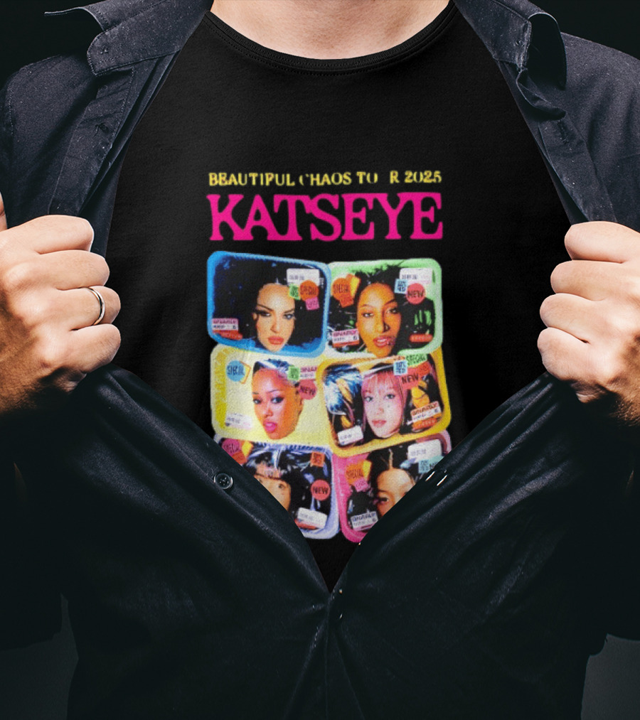Beautiful Chaos Tour 2025 Katseye Selfie Expressive Portraits 90s Pop T-Shirt