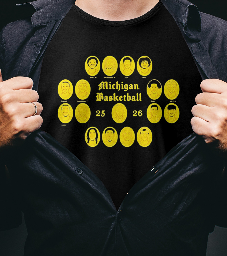 Michigan Basketball 25 26 Roster Featuring College Team Players T-Shirt