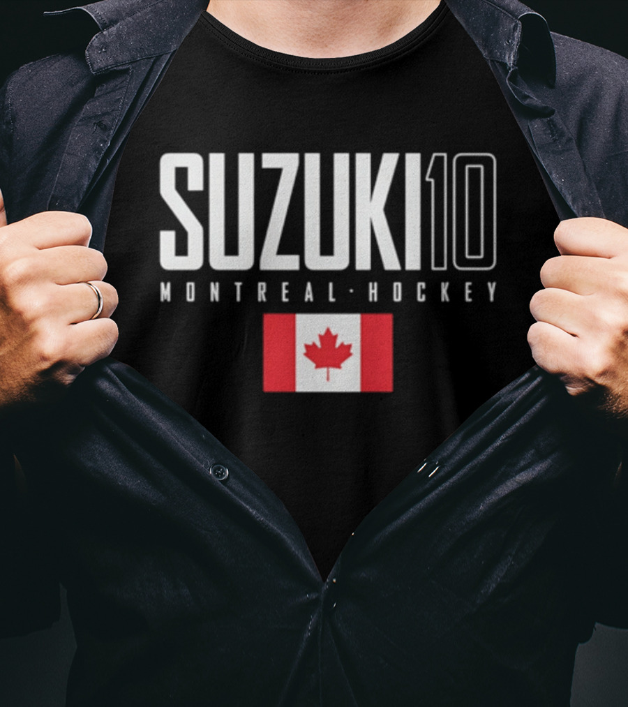 Montreal Hockey Suzuki 10 Canada Flag T-Shirt