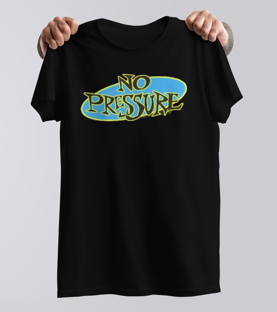 Retro Text Style No Pressure Blue Yellow T-Shirt