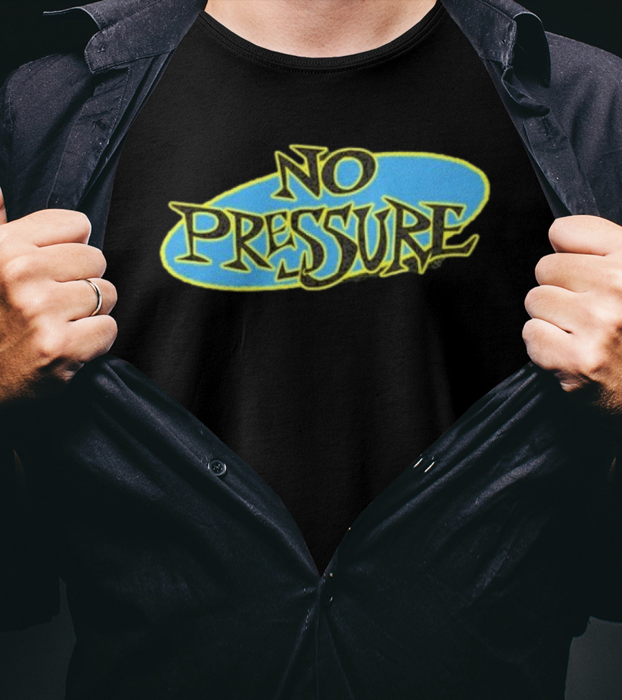Retro Text Style No Pressure Blue Yellow T-Shirt