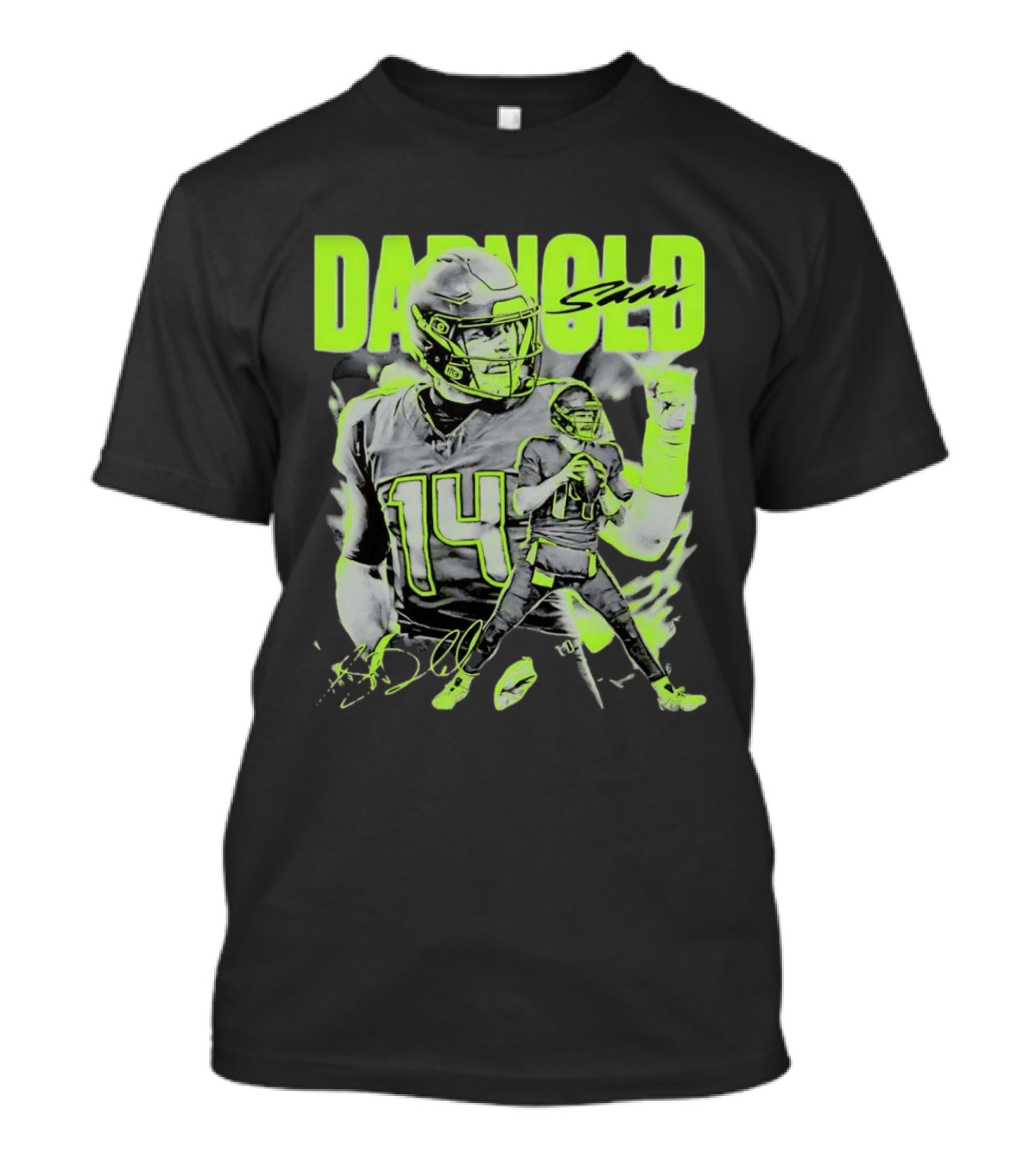 Sam Darnold Seattle Number 14 Neon Sports T-Shirt