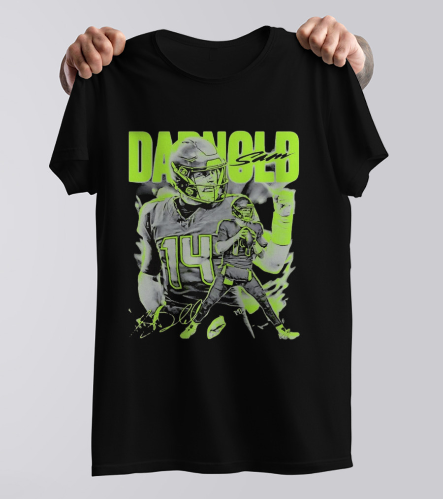Sam Darnold Seattle Number 14 Neon Sports T-Shirt