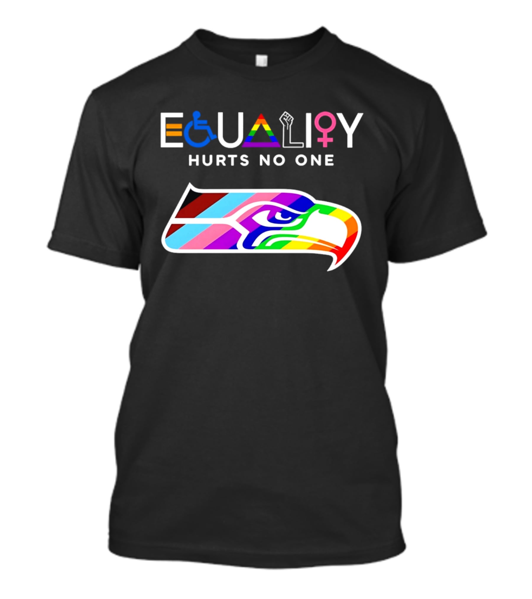 Seattle Seahawks Equality Hurts No One Inclusive Pride T-Shirt