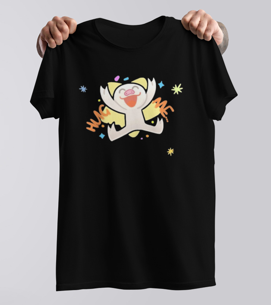 Shovda Hug Me Cute Cartoon Pig With Colorful Stars And Burst T-Shirt