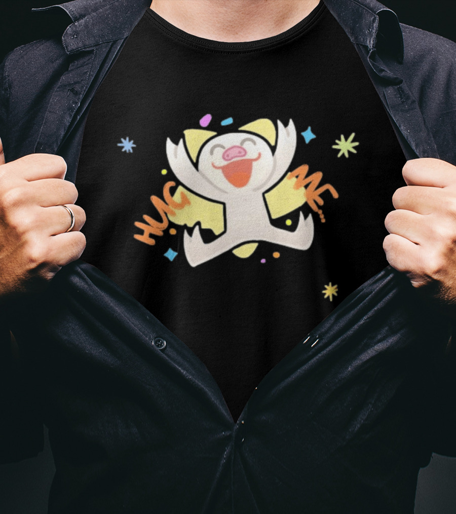 Shovda Hug Me Cute Cartoon Pig With Colorful Stars And Burst T-Shirt