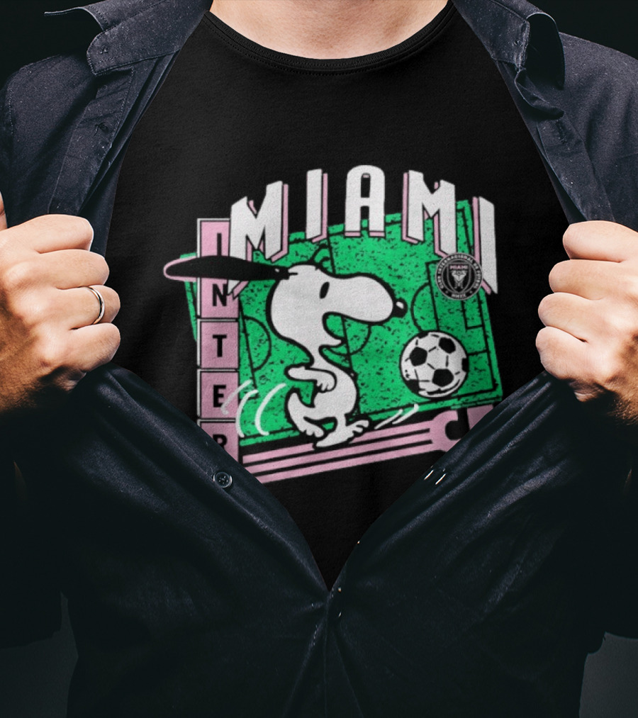 Inter Miami CF Snoopy Soccer Peanuts Collaboration T-Shirt