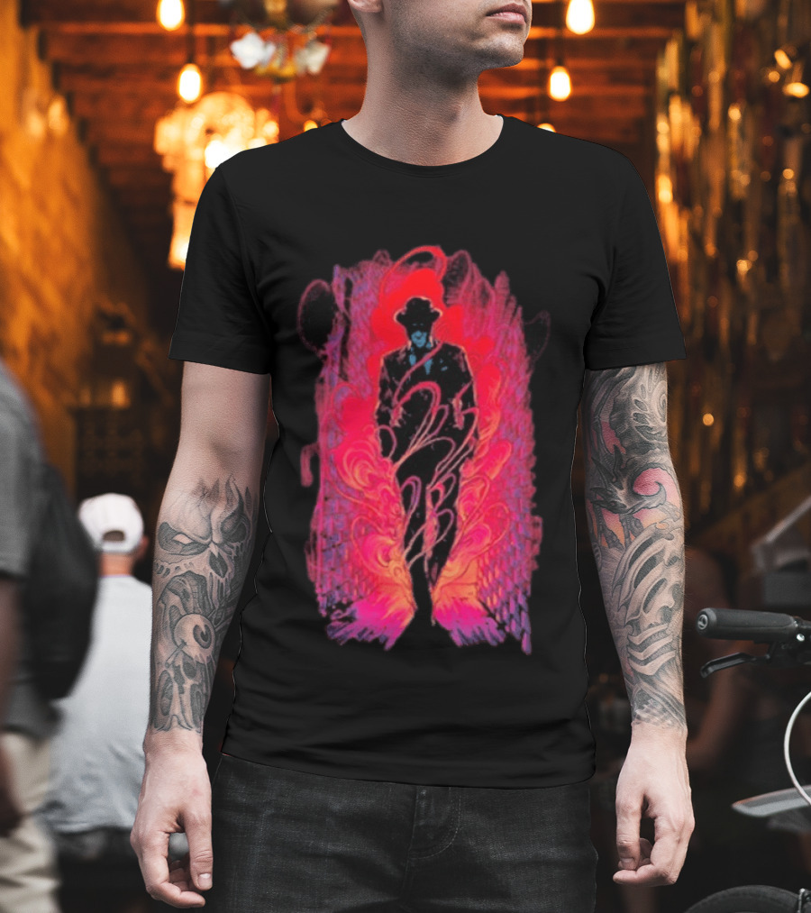 SmallAnt Alleyway Vibrant Silhouette With Swirling Neon T-Shirt
